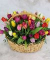 Тюльпаны МИКС в корзине