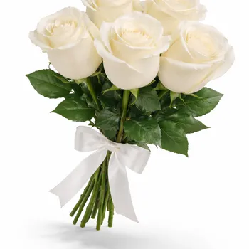 Букет из 7 белых роз в ленту