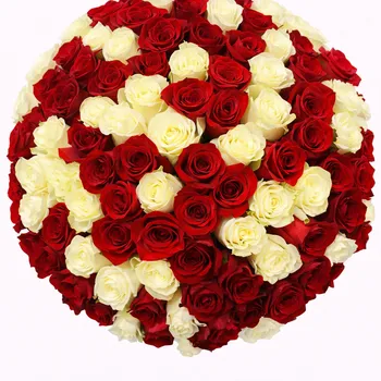 БУКЕТ ИЗ 101 КРАСНОЙ И БЕЛОЙ РОЗЫ