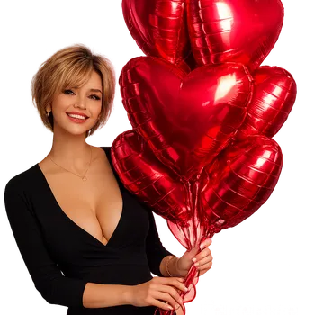Гелиевые шары фольгированные 19" «Красное сердце», 5 шт.