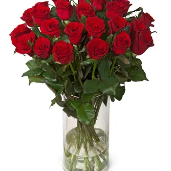 Букет из 25 красных роз в вазе
