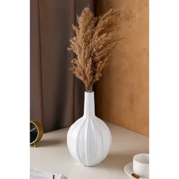 Ваза керамическая "Кипер", настольная, цвет белый, 30 см