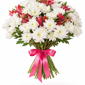 Букет с альстромериями и хризантемами