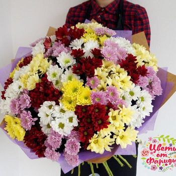 Огромный букет из 27 хризантемы