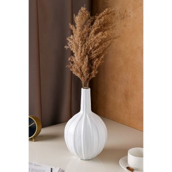 Ваза керамическая "Кипер", настольная, цвет белый, 30 см