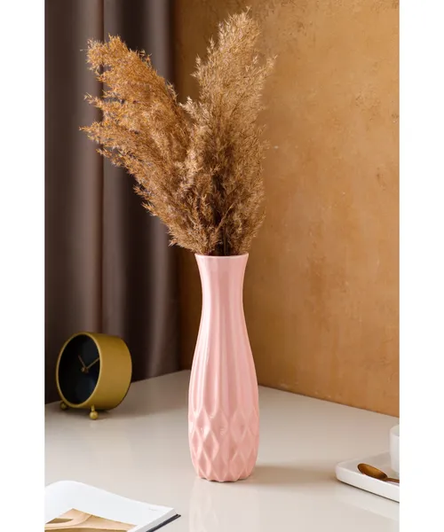 Ваза керамическая "Токио", настольная, геометрия, глянец, розовая, 29 см