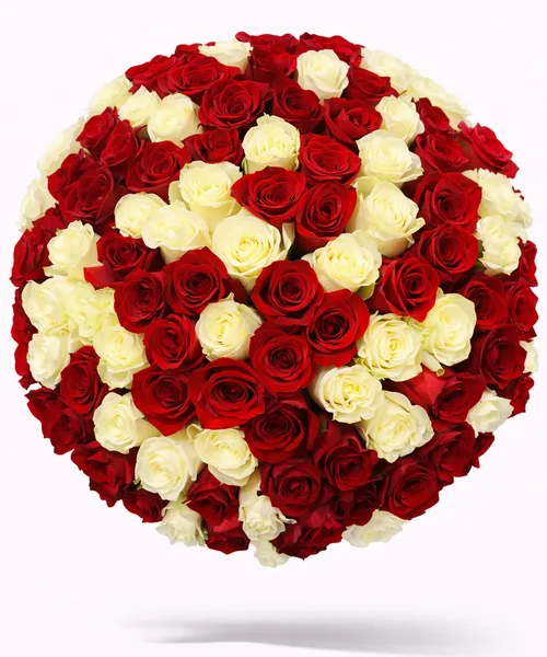 БУКЕТ ИЗ 101 КРАСНОЙ И БЕЛОЙ РОЗЫ