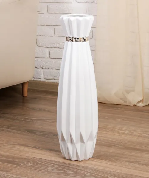 Ваза керамика напольная "Геометрия люкс" фигурная, 60 см, белый