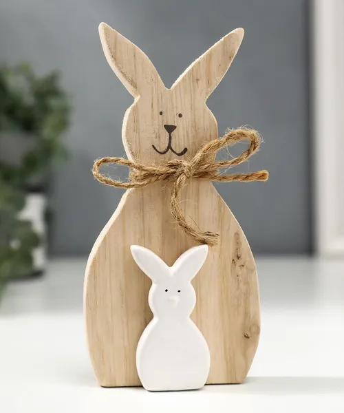 Сувенир керамика, дерево "Зайчики" 14,8х3х7,5 см