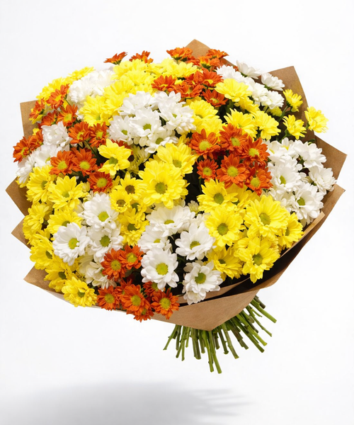Огромный букет из 25 хризантем