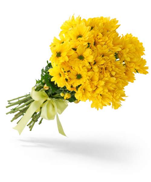 Букет из семи хризантем в ленту