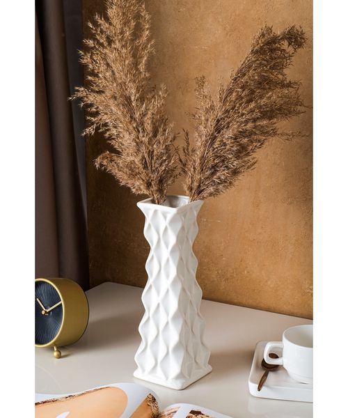 Ваза керамическая "Пирамида", настольная, белая, 27 см