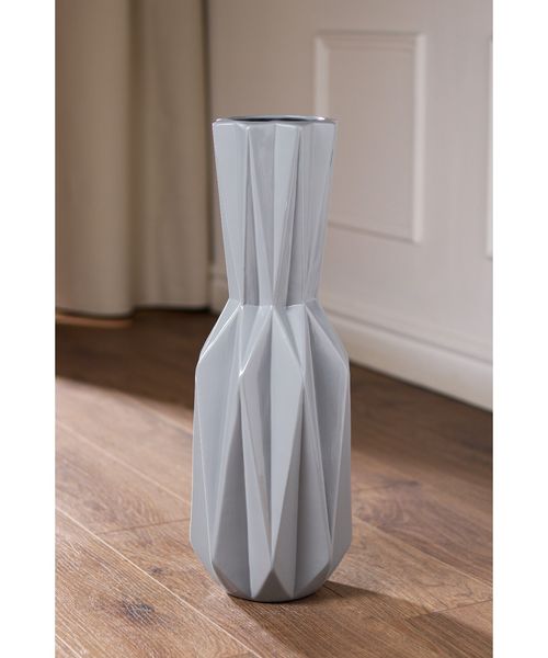 Ваза керамическая "Кристалл", напольная, глянец, серая, 50 см