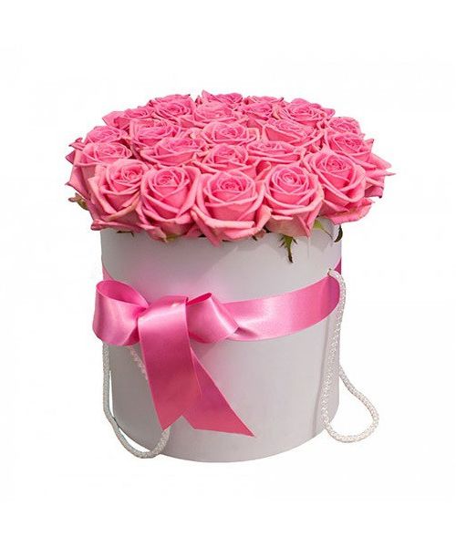 Розы в круглой коробке