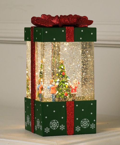 Светодиодная фигура «Подарок зелёный» 10 × 19 × 10 см, пластик, батарейки ААх3 (не в комплекте), USB, свечение тёплое белое