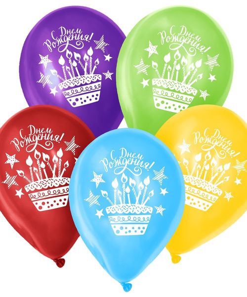 Шар воздушный 12" «День рождения», праздничная тематика, пастель, , МИКС