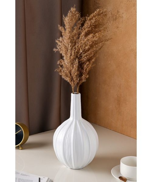 Ваза керамическая "Кипер", настольная, цвет белый, 30 см